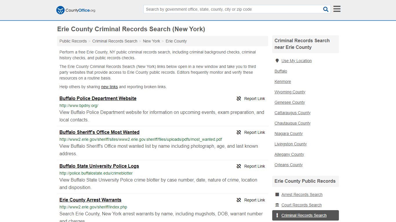 Criminal Records Search - Erie County, NY (Arrests, Jails & Most Wanted ...